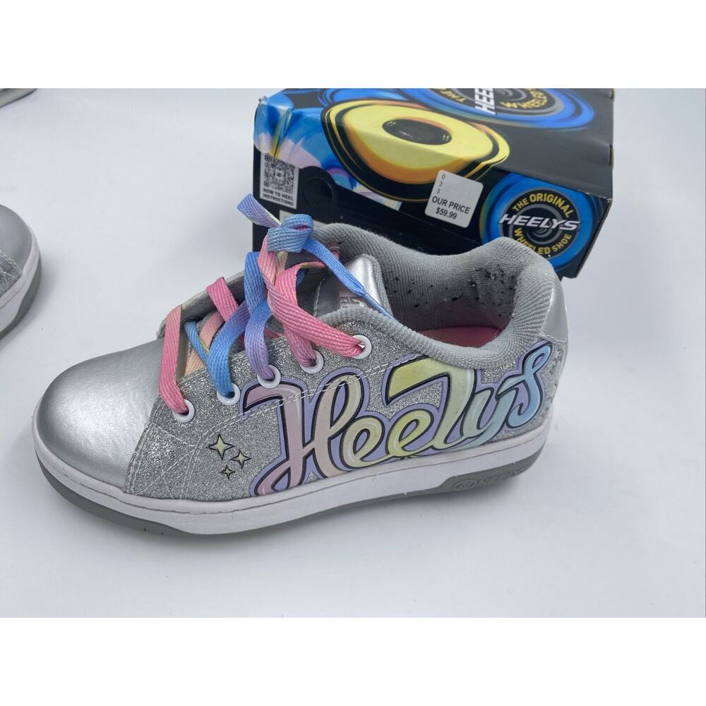 HEELYS Silver with Rainbow laces skate shoe Youth Girls Size 3 - Picture 8 of 15